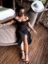 Dress with a knot in the chest area "AMORE" - BLACK